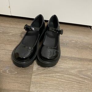 Patent Black Mary Jane Flats with Buckle Strap